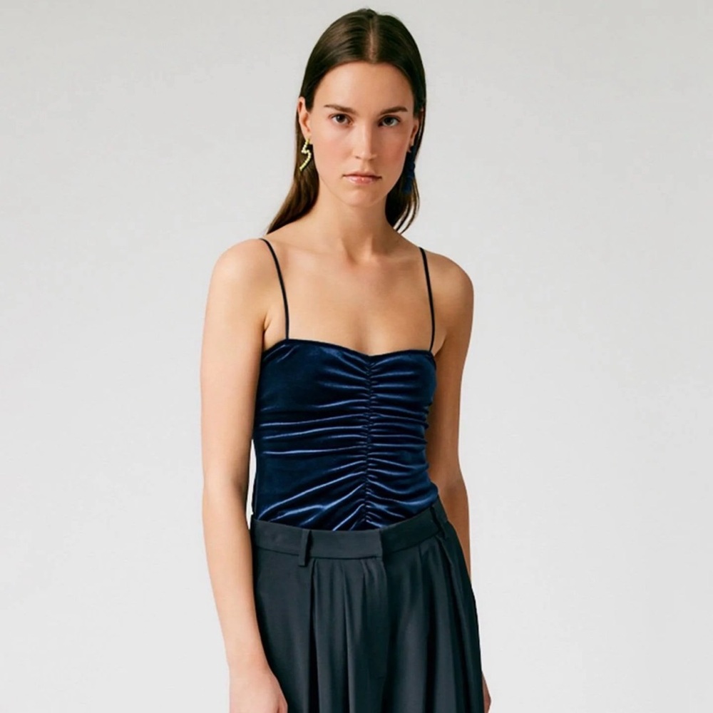 Tibi Stretch Velvet Ruched Cami - Picture 5 of 6